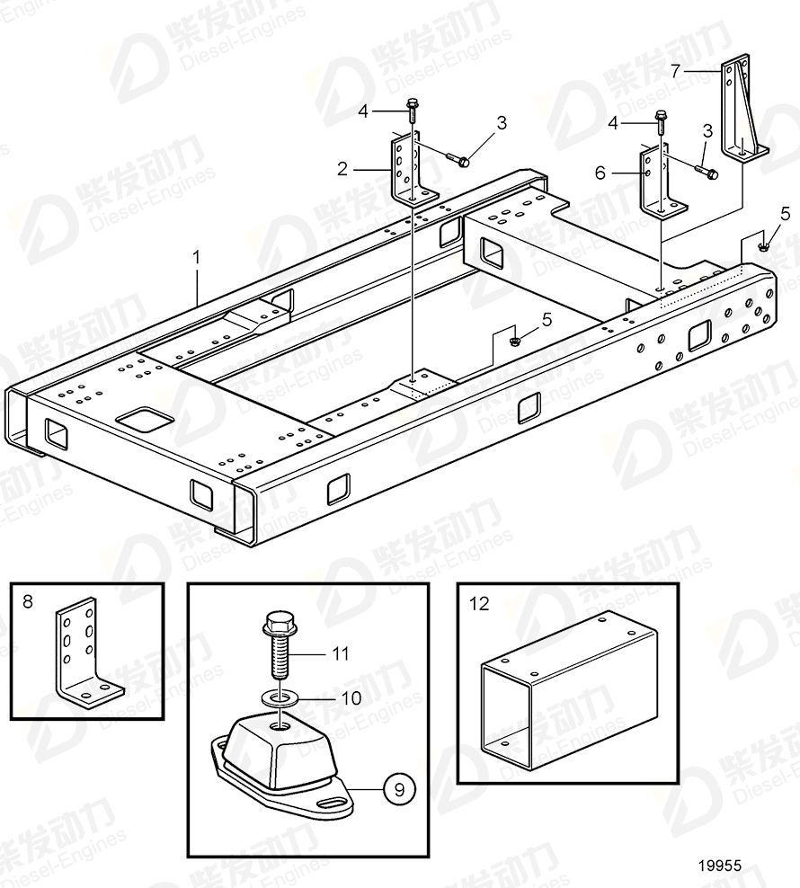 volvo penta Engine bracket 3827307 Drawing volvo penta Engine bracket 3827307 Drawing